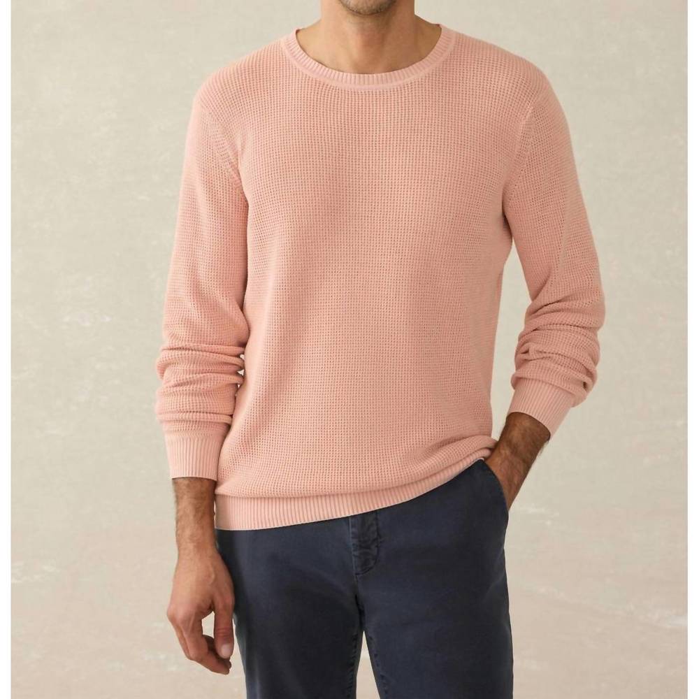 NEW FAHERTY sunwashed crewneck sweater in coral dawn